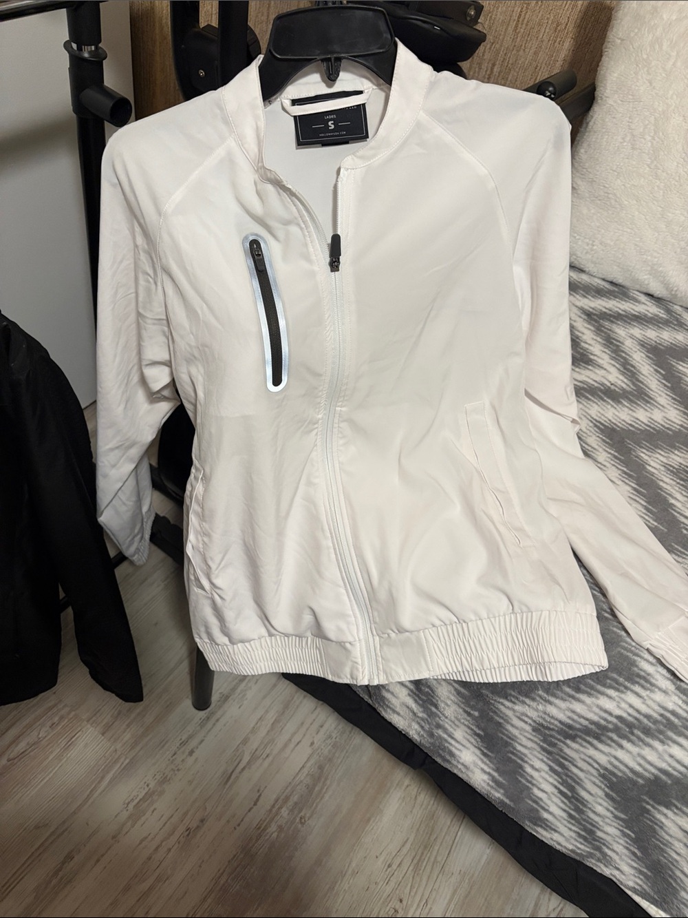 Athleta Light Cream Zip-Up Bomber Jacket - Women